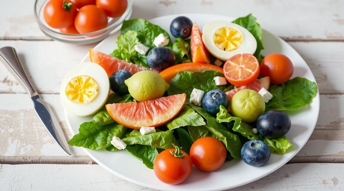 Platter of colorful, easy-to-make healthy meals, appealing presentation