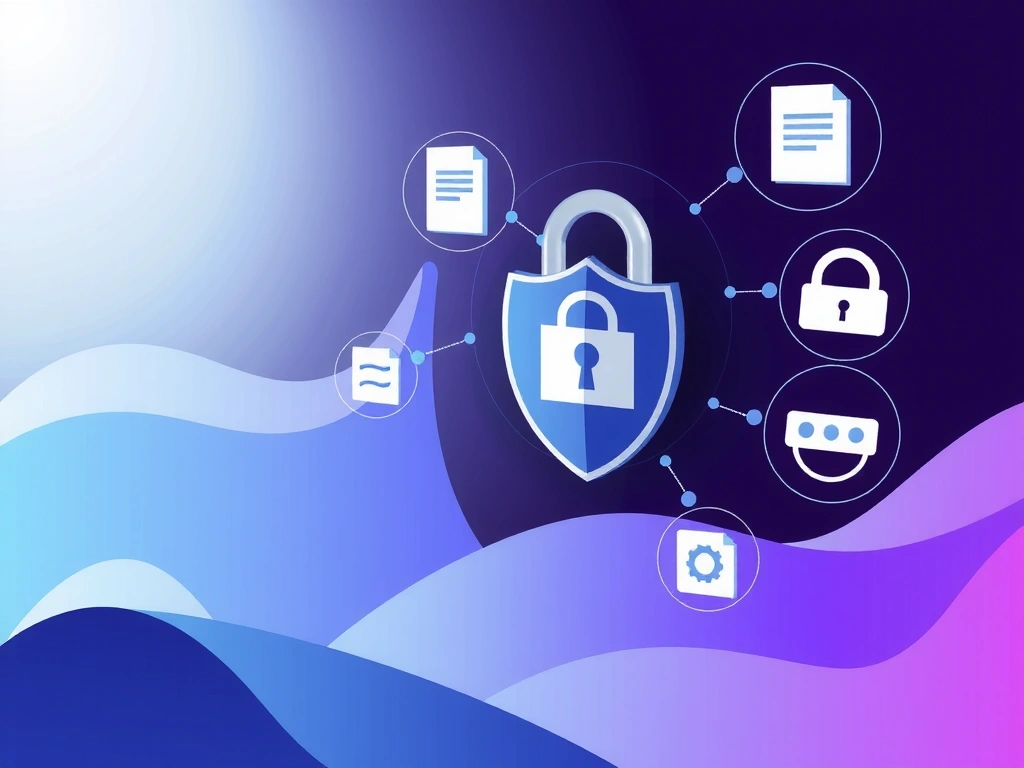 Abstract representation of legal documents and privacy symbols