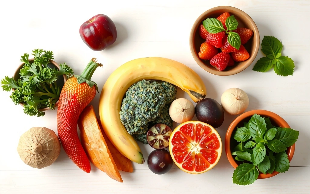 Diverse gesunde Lebensmittel, appetitlich angerichtet